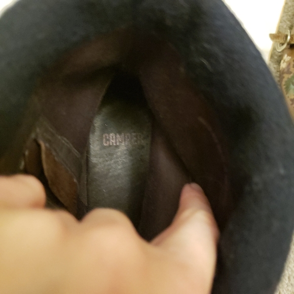 Camper| Wedge Leather Fold Over Ankle Boots Zip Side Size 37 - Picture 2 of 7